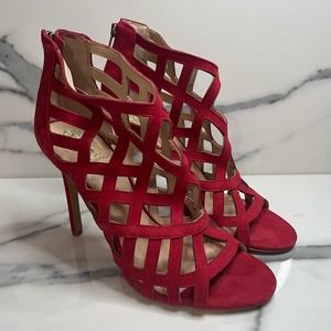 Vince Camuto | Red Leather Back Zip Tatianna Heels Sz 8.5